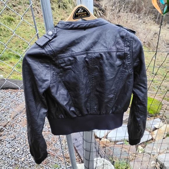Juniors faux leather biker jacket bomber jacket - Picture 4 of 10